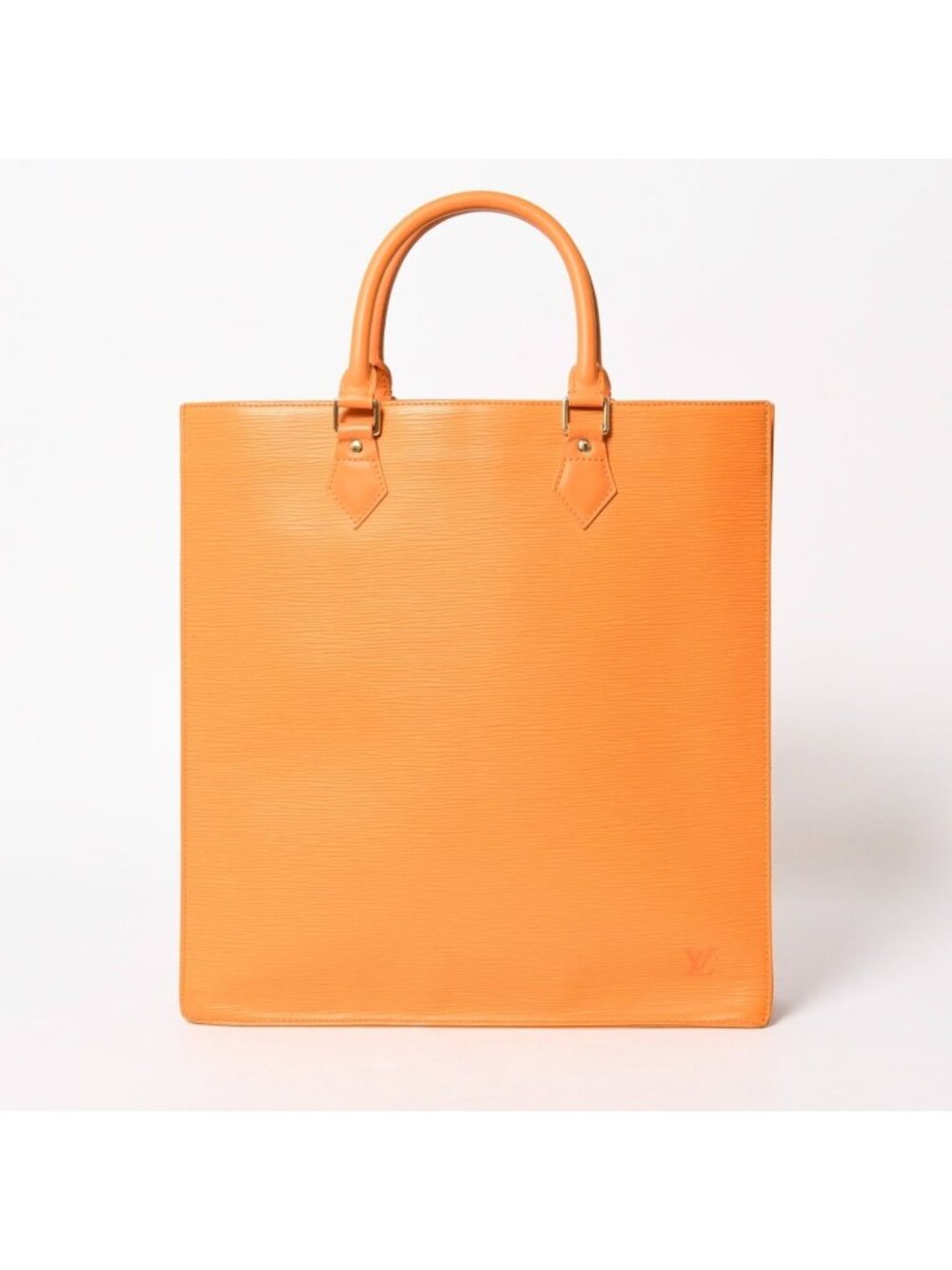 Louis Vuitton Sac Plat GM Tote Bag Business Square Shape Epi Leather Orange Gold